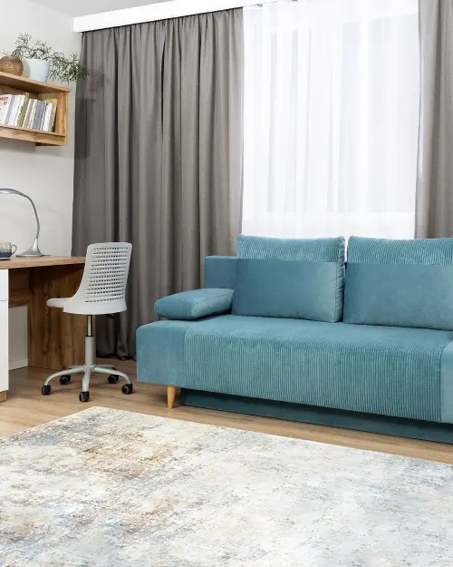 Sofá de tres plazas Leon convertible con arcón turquesa