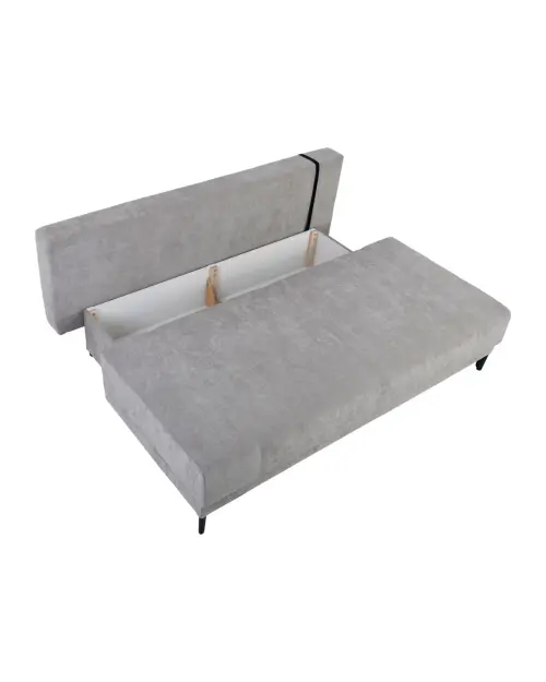 Trzyosobowa sofa rozkładana Sentila z pojemnikiem, beżowa