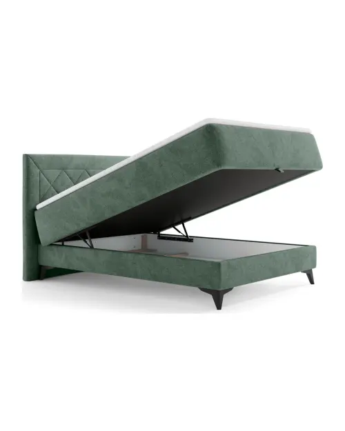 Cama continental Zalea 140x200 con contenedor verde