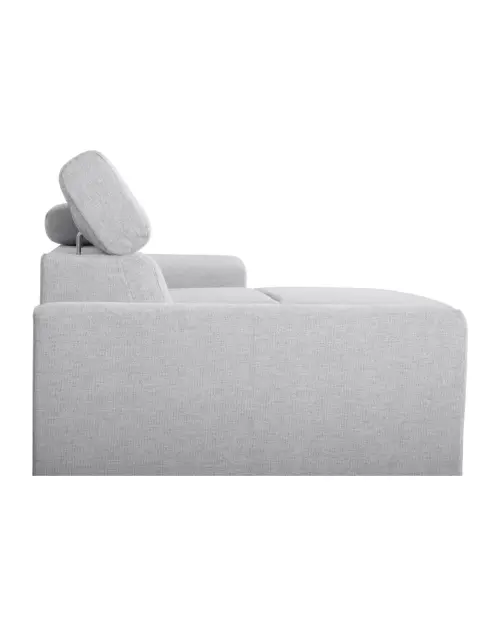 Universal corner sofa Evia with sleeping function, storage and adjustable headrests light gray