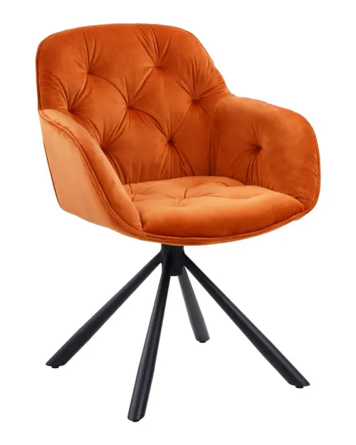 Стул мягкий Eileen поворотный велюровый оранжевый