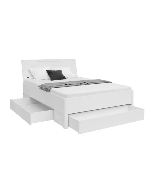 Cama Saturn 140x200 con 3 cajones blanca