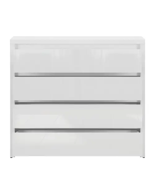 Chest of drawers Larios 105 cm with 4 drawers white gloss