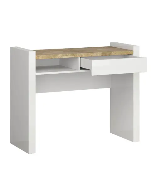 Tocador Alameda 100 cm con cajón y estante blanco brillo/roble westminster