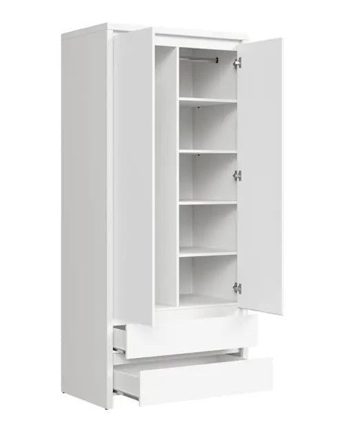 Шафа дводверна Kaspian 90 см з шухлядами біла