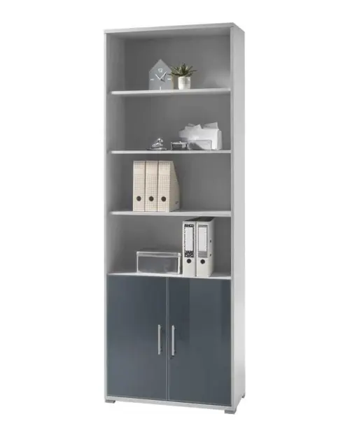Estantería Office Lux 79 cm con 2 puertas y 4 estantes gris claro