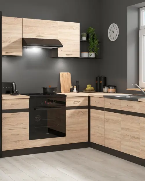 Conjunto de cocina de esquina Junona Line 200x220 izquierdo roble sonoma sin encimera