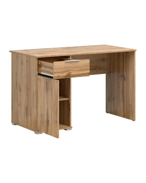 Escritorio Zele 120 cm con puertas y cajón roble wotan