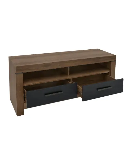 Mueble RTV Balin 140 cm con 2 cajones y estante roble monastery/negro