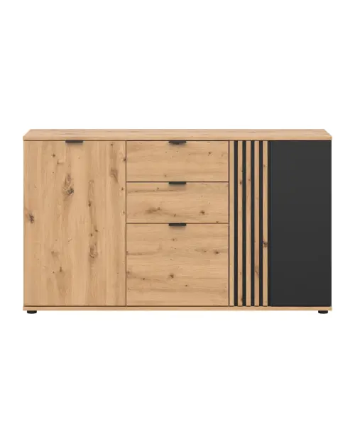 Cómoda Vabres 150 cm con 3 puertas y 2 cajones roble artisan listones