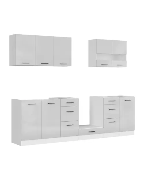 Zestaw kuchenny Junona Line 260 cm jasnoszary połysk