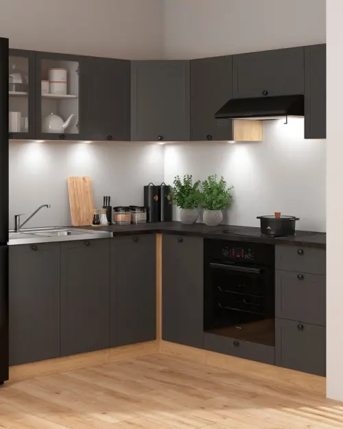 Conjunto de cocina de esquina Junona Line 240x200 grafito con encimera