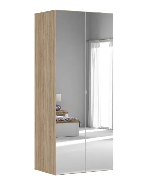 Two-door wardrobe Flex 100 cm with mirror sonoma oak