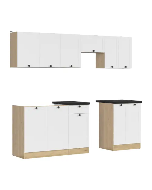 Conjunto de cocina Junona Line 230 cm blanco con encimera