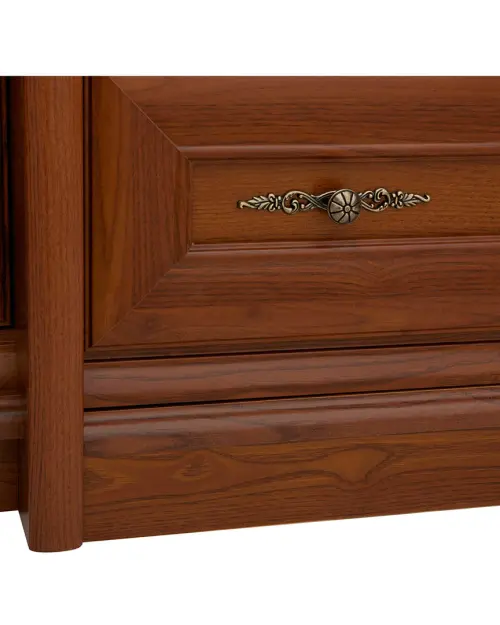 Armario de seis puertas Kent 227 cm con espejo y cajones castaño