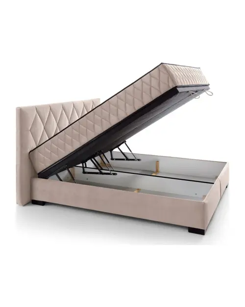 Cama continental Reve 160x200 con arcón beige