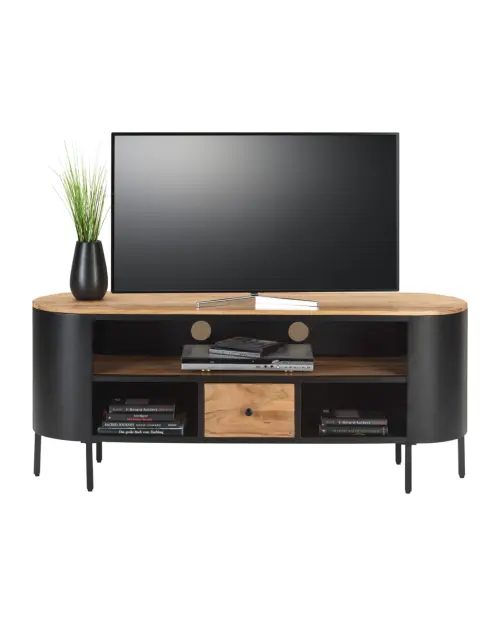 Mueble TV Ravin 145 cm con cajón acacia/negro