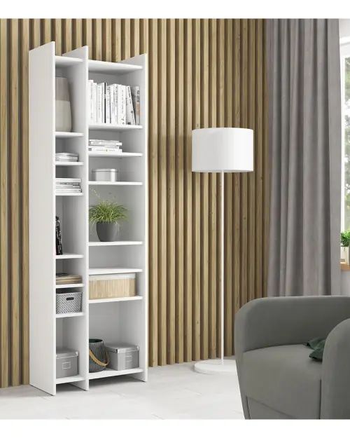 Estantería Lenny 60 cm con 12 estantes blanca