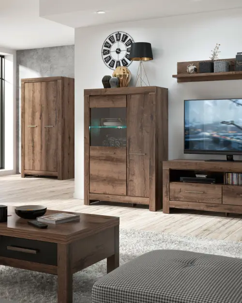 Mueble RTV Balin 140 cm con 2 cajones y un estante roble monastery