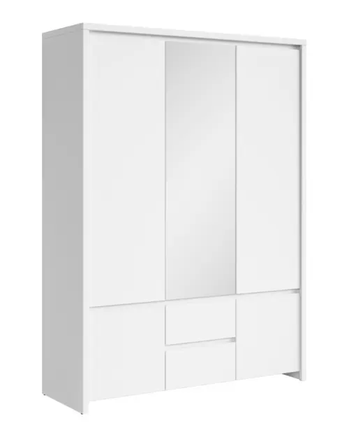 Armario de cinco puertas Kaspian 153 cm con espejo y cajones blanco