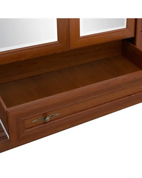 Armario de seis puertas Kent 227 cm con espejo y cajones castaño