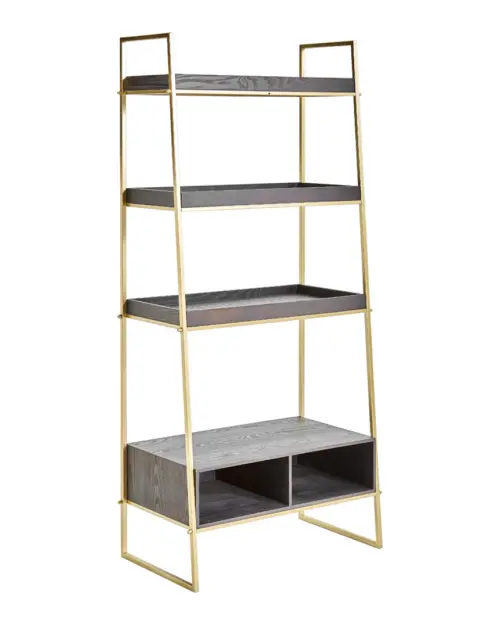 Coburg shelving unit 66 cm with 6 shelves black/gold