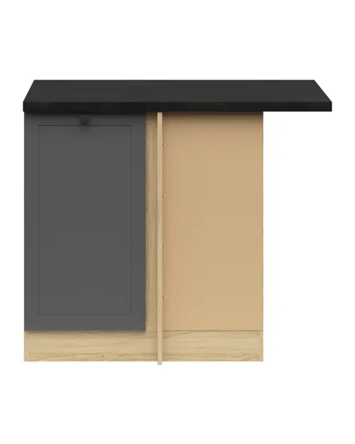 Mueble de cocina bajo de rincón Junona Line derecho grafito con encimera ocupa un rincón de 100x60 cm