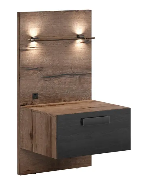 Mesita de noche Kassel 50 cm con cajón derecha roble monastery