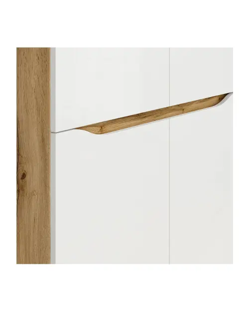 Armario de cuatro puertas Nuis 90 cm roble wotan/blanco brillo