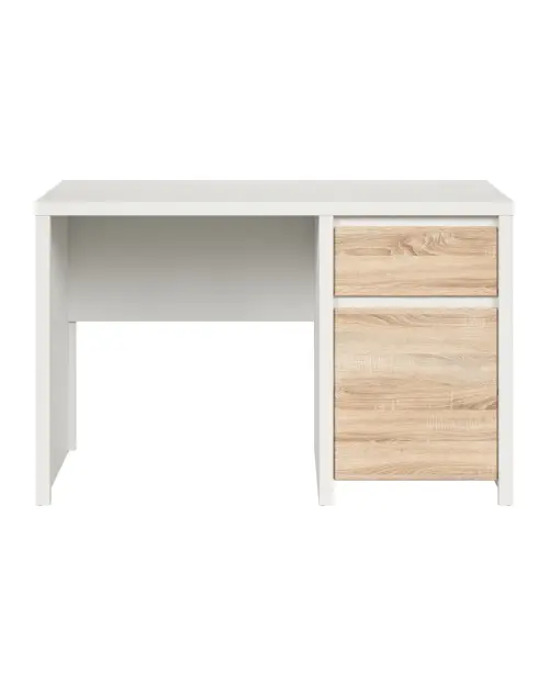 Escritorio Kaspian 120 cm con puertas y cajón blanco/roble sonoma