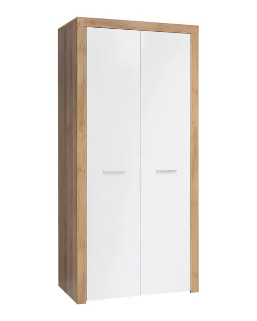 Armario de dos puertas Balder 90 cm roble riviera/blanco brillo