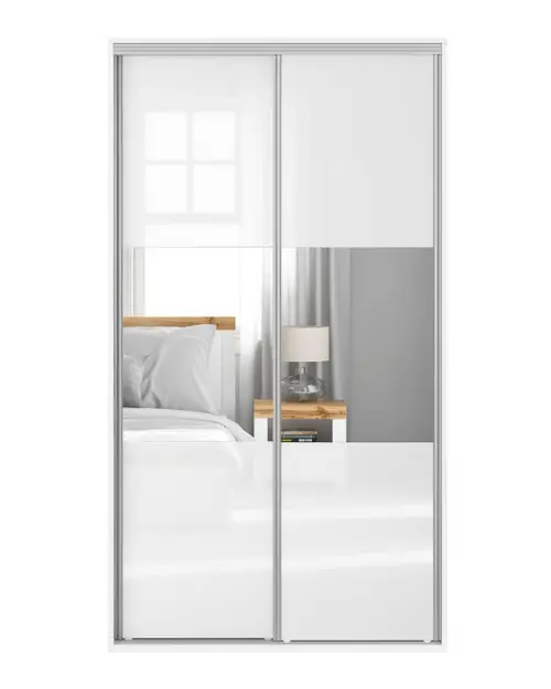 Armario de puertas correderas Flex 120 cm con espejo blanco brillo