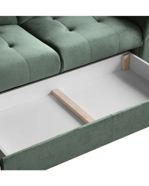 Sofá de dos plazas Doria con arcón de terciopelo verde