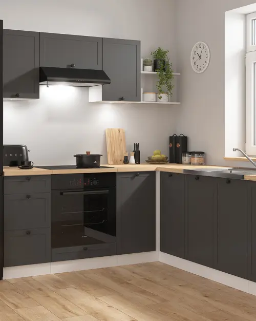 Conjunto de cocina de esquina Junona Line 200x220 grafito con encimera