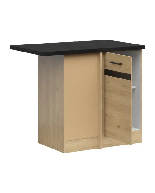 Mueble de cocina bajo de esquina Junona Line izquierdo roble bernstein con encimera ocupa rincón 100x60 cm