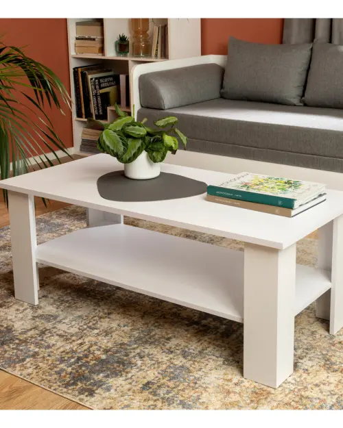 Mesa de centro Nepo Plus 115x56 con estante blanca