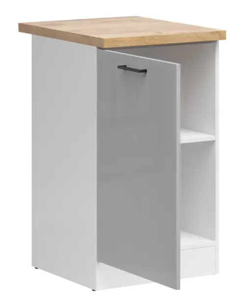 Mueble de cocina bajo Junona Line 50 cm gris claro brillo con encimera