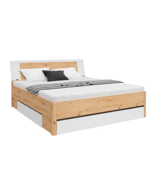 Cama Saturn 180x200 con 3 cajones roble artisan/blanco