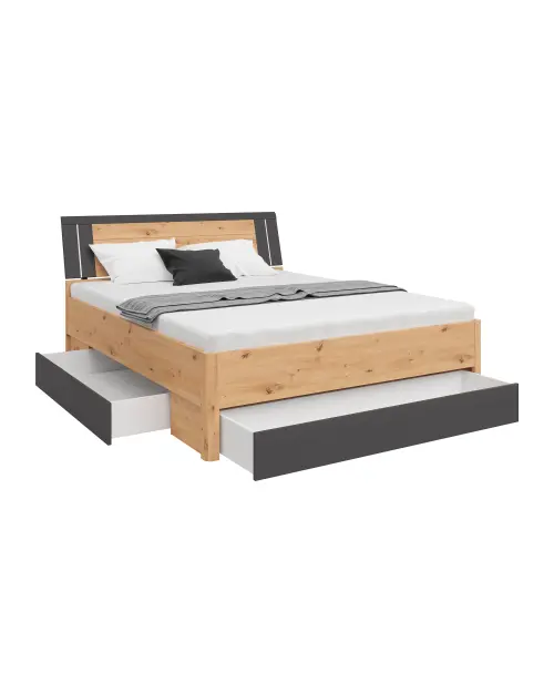 Cama Saturn 160x200 con 3 cajones roble artisan/grafito