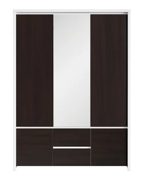 Armario de cinco puertas Kaspian 153 cm con espejo y cajones blanco/wenge