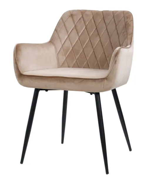 Silla tapizada Nicolas de terciopelo beige