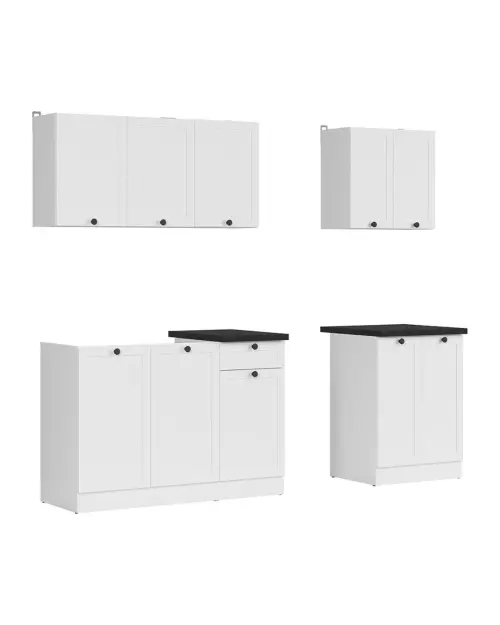 Conjunto de cocina Junona Line A 180 cm blanco con encimera