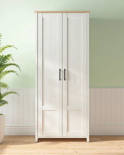 Armario de dos puertas Loksa 84 cm pino andersen blanco/roble grandson