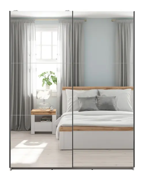 Armario de puertas correderas Tetrix 153 cm con espejo cachemira