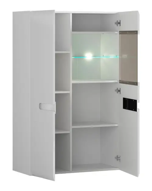 Vitrina Azteca Trio 90 cm con 2 puertas blanco brillo