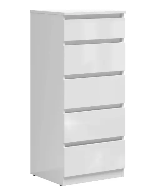 Cómoda Tetrix 50 cm con 5 cajones blanco brillo
