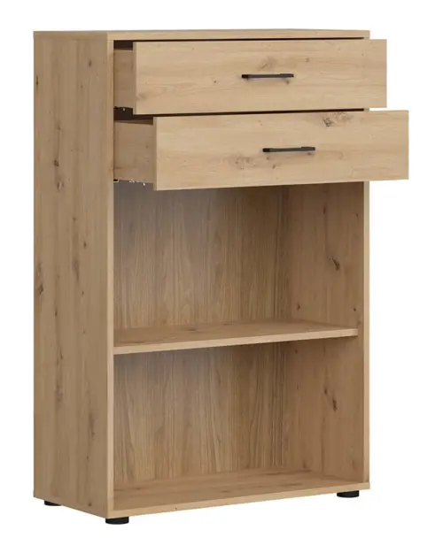 Estantería Space Office 80 cm con 2 cajones y 2 estantes roble artisan