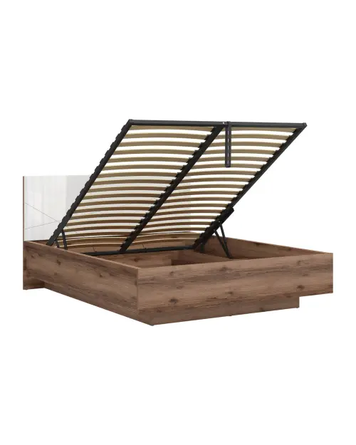 Cama Forn 160x200 con somier y arcón roble delano oscuro/blanco