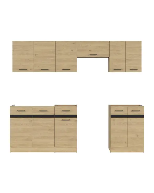 Conjunto de cocina Junona Line 240 cm roble bernstein sin encimera