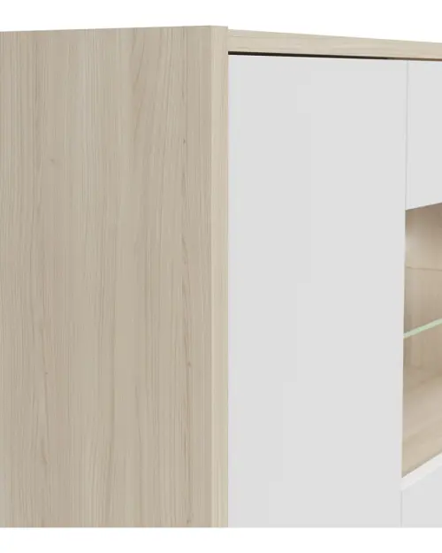 Vitrina Kim con 4 puertas roble riva claro/blanco